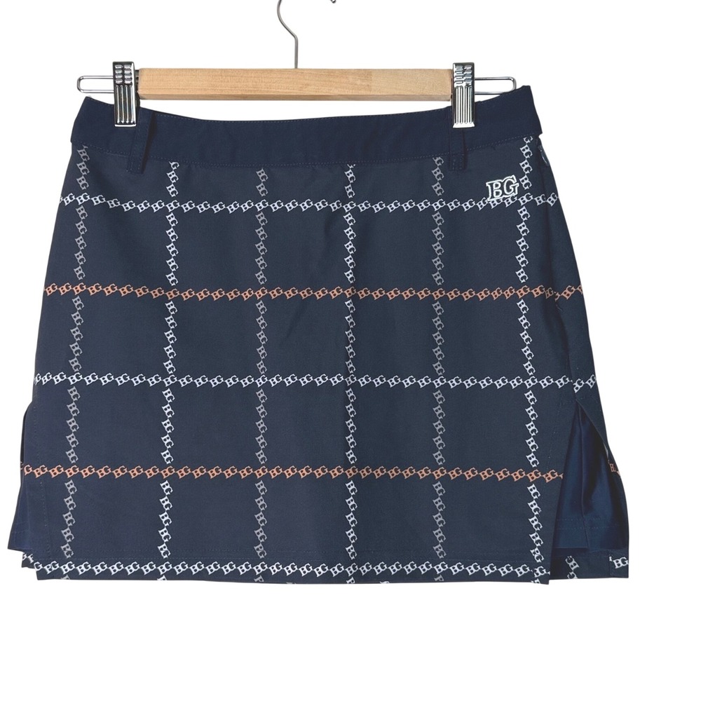 BLKTEE GOLF Women's Navy Plaid BG Logo Skort Skirt‎ Size M